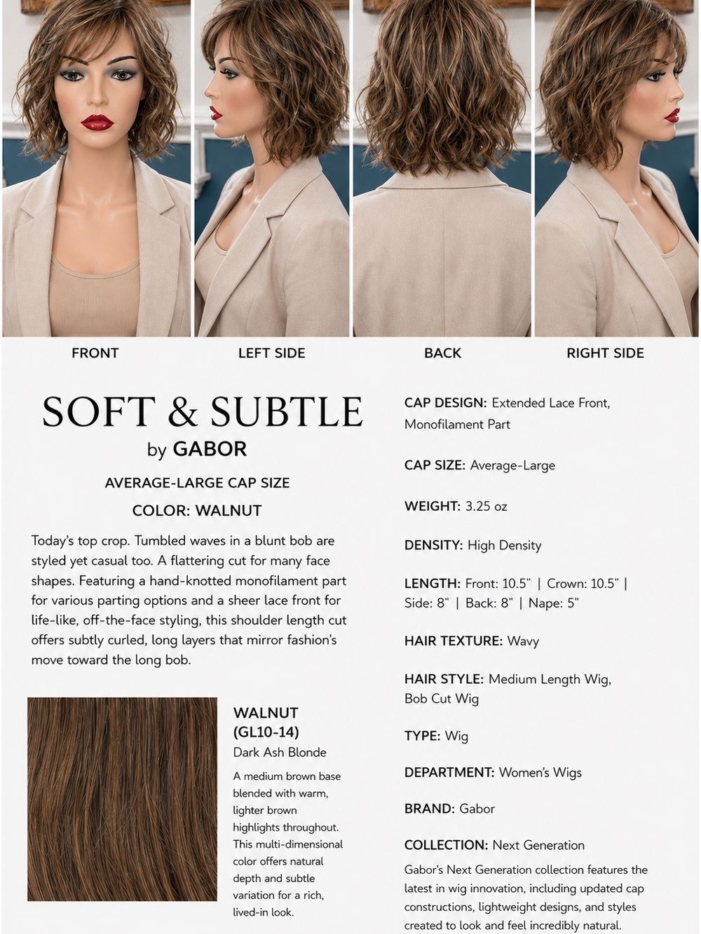 Gabor Soft & Subtle in Walnut AVERAGE-LARGE